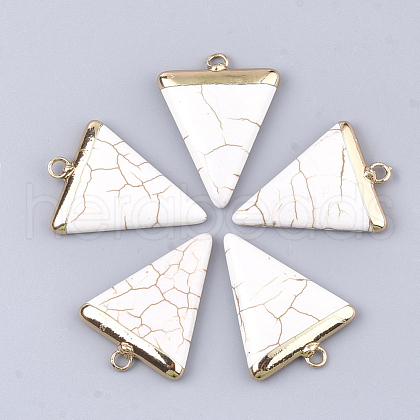 Electroplate Synthetic Turquoise Pendants G-S344-49F-1