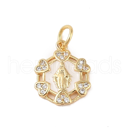 Brass Micro Pave Clear Cubic Zirconia Pendants KK-E111-31L-G-1