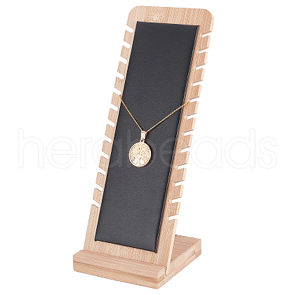 Bamboo Wood Jewelry Collection Necklace Display Stand ODIS-WH0005-06A-1
