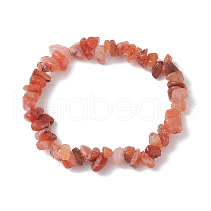 Natural Red Agate Chip Beads Stretch Bracelets for Women BJEW-JB10688-01-1