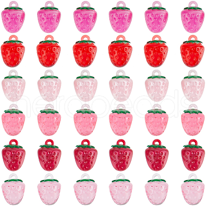 SUNNYCLUE 36Pcs 6 Colors Resin Imitation Fruit Pendants RESI-SC0003-17-1