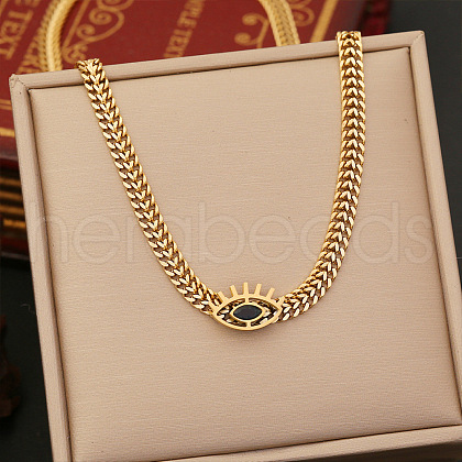 Eye 304 Stainless Steel Cubic Zirconia Pendant Necklaces for Women FS-WGEBBED-02-1