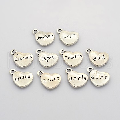 Family Theme Tibetan Style Alloy Charms TIBEP-X0066-AS-LF-1