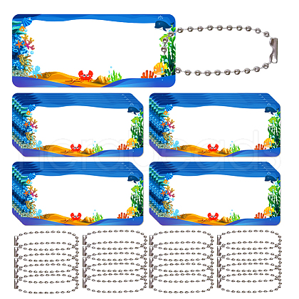 WADORN Rectangle Marine Life Theme PVC Hangtag Ornaments HJEW-WR0001-13-1