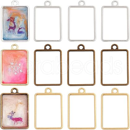 Olycraft Matte Style Rack Plating Alloy Open Back Bezel Pendants PALLOY-OC0001-07-1