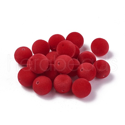 Flocky Acrylic Beads OACR-L011-E-06-1