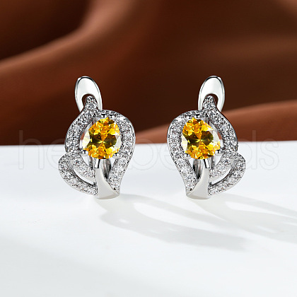 Brass Micro Pave Cubic Zirconia Hoop Earrings WG7D53C-11-1