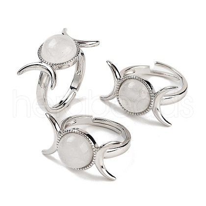 Natural Quartz Crystal Adjustable Rings RJEW-K271-01P-09-1