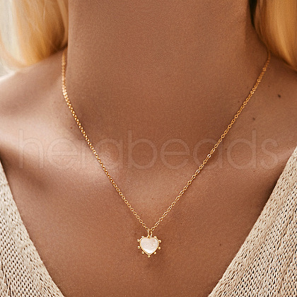 Brass Pave Natural Shell Pendant Necklaces for Women FS-WG5BA91-17-1