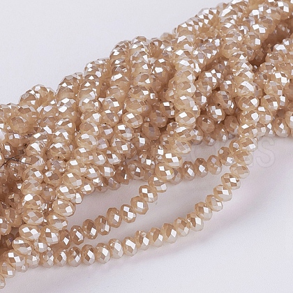 Electroplate Glass Beads Strands GLAA-F077-PL06-1
