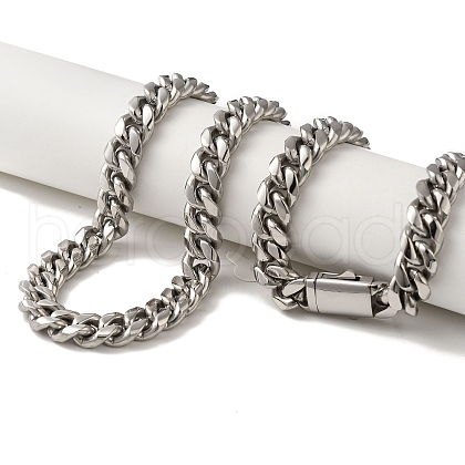 Non-Tarnish 304 Stainless Steel Curb Necklaces NJEW-Q337-04A-P-1