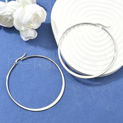 Tarnish Resistant 304 Stainless Steel Big Hoop Earrings EJEW-F105-13P-1