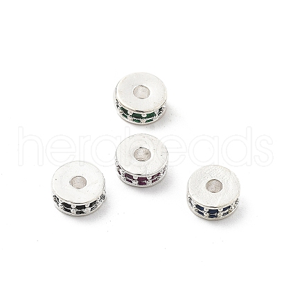 Brass Micro Pave Cubic Zirconia Beads KK-R216-14S-1