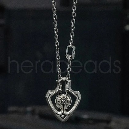 Brass Rotatable Gear Pendant Necklaces for Men NJEW-S451-01AS-1