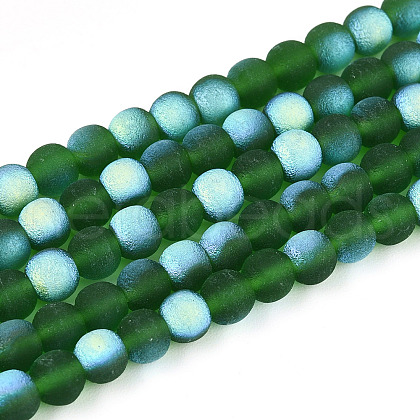 Frosted Transparent Glass Beads Strands GLAA-T032-T4mm-MBB22-1