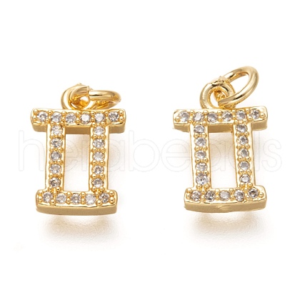 Brass Micro Pave Clear Cubic Zirconia Pendants ZIRC-P081-G11-RS-1