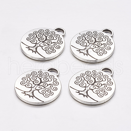Tibetan Style Tree of Life Alloy Pendants TIBEP-19040-AS-NR-1