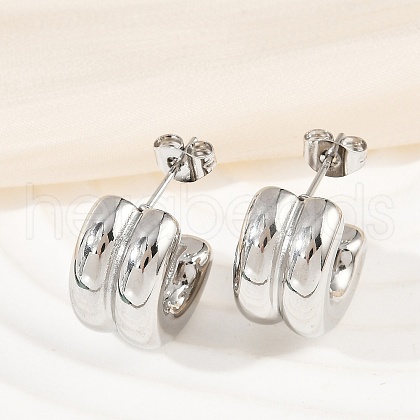 304 Stainless Steel C-Shaped Stud Earrings EJEW-S272-01P-1