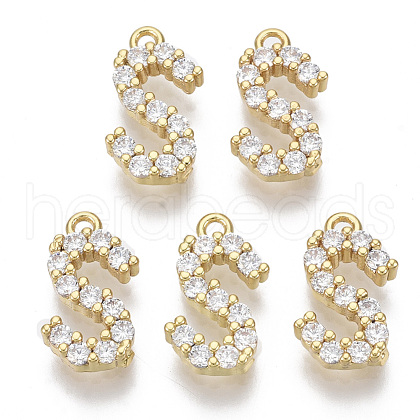 Brass Micro Pave Cubic Zirconia Charms KK-T060-05-S-G-NF-1