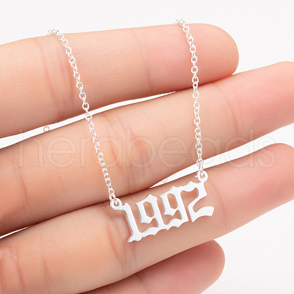 1992 Birth Year Number 201 Stainless Steel Pendant Cable Chain Necklaces FS-WGB5F08-13-1