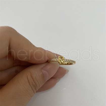 Brass Micro Pave Clear Cubic Zirconia Finger Rings FS-WGE303B-04-1