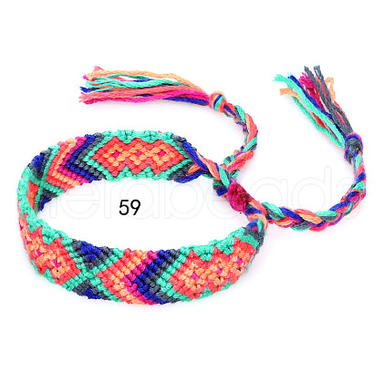 Cotton Braided Rhombus Pattern Cord Bracelet FIND-PW0013-003A-59-1