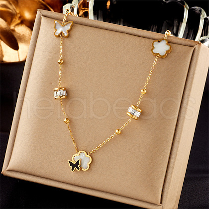 304 Stainless Steel Cubic Zirconia Pendant Necklaces FS-WG8DFC4-03-1