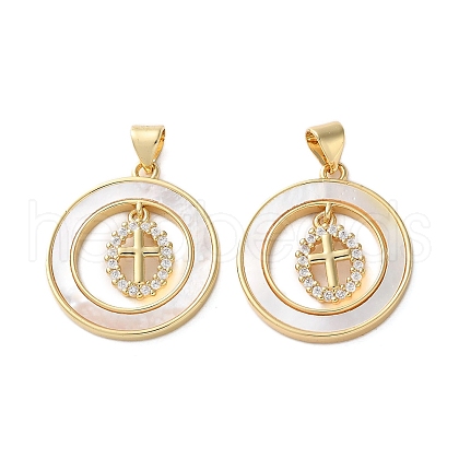 Brass Micro Pave Cubic Zirconia Pendants KK-U070-02B-G-1