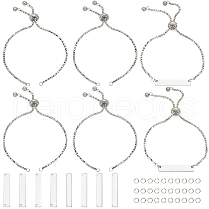 SUNNYCLUE 10Pcs Adjustable 304 Stainless Steel Slider Bracelet Making DIY-SC0026-30A-1