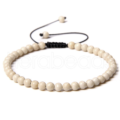 Adjustable Women's White Jade Beaded Bracelet CN3407-6-1