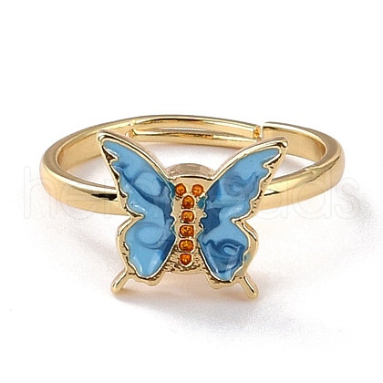 Butterfly Fidget Ring for Anxiety Stress Relief RJEW-P024-01D-1