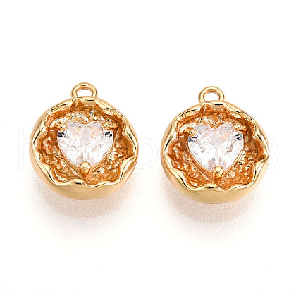Brass Micro Pave Cubic Zirconia Charms KK-N262-114A-G-1