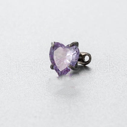 Stainless Steel Cubic Zirconia Heart Dermal Anchor Base/Top for Women Men WGF2D58-04-1