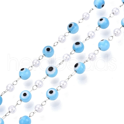 Handmade Lampwork&Imitation Pearl Beads Chains CHS-T006-16P-1