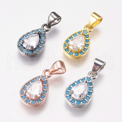 Brass Micro Pave Cubic Zirconia Pendants KK-I614-063-1