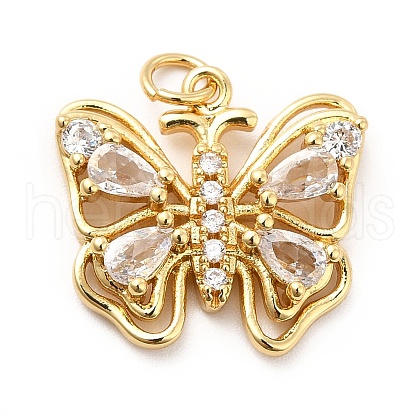 Rack Plating Brass Cubic Zirconia Pendants KK-K270-15G-1