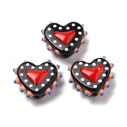 Handmade Lampwork Bumpy Beads Heart LAMP-V001-07F-1
