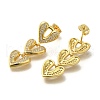 Rack Plating Heart Brass Micro Pave Clear Cubic Zirconia Dangle Stud Earrings EJEW-L097-31G-2