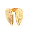 Ion Plating(IP) 304 Stainless Steel Double Wing Open Cuff Ring for Women RJEW-L103-41G-1