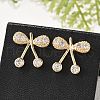 Brass Micro Pave Clear Cubic Zirconia Stud Earrings for Women EJEW-G428-26G-01-1