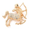 Golden Zinc Alloy with Rhinestone Brooches JEWB-B018-03G-09-1