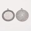 Tibetan Style Flat Round Alloy Pendant Cabochon Settings TIBEP-Q045-031AS-RS-2