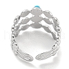 304 Stainless Steel Synthetic Turquoise Cuff Rings G-Z056-05P-01-3