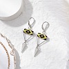 Triangle with Eye Brass Glass Seed Beaded Leverback Earrings EJEW-MZ00452-04-1