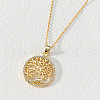 18K Gold Plated Tree of Life Pendant Necklace with CZ Stones Circle Cutout ST3543634-1