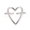 Non-Tarnish 304 Stainless Steel Open Heart Cuff Ring for Women X-RJEW-C025-22P-3