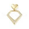 Rack Plating Brass Micro Pave Clear Cubic Zirconia Pendants KK-H474-19G-08-1