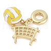 Rack Plating Brass Enamel Sports European Dangle Charms KK-P287-35E-G-2