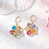 Glass & Glass Seed Beads Flower Pendant Necklaces & Hoop Earrings Sets SJEW-MZ00012-10