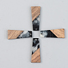 Transparent Resin & Walnut Wood Pendants RESI-S389-040A-A02-1